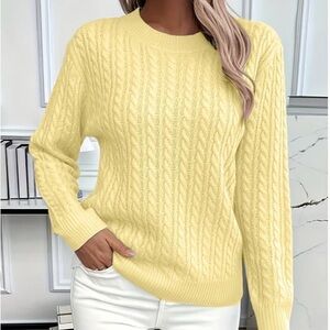 Yellow Cable Knit Sweater -100% Cotton Sweater